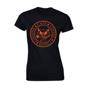 Catfight Coffee - Orange Ramones Style Women's T-Shirt - Black