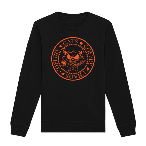 Catfight Coffee - Orange Ramones Style Sweatshirt - Black