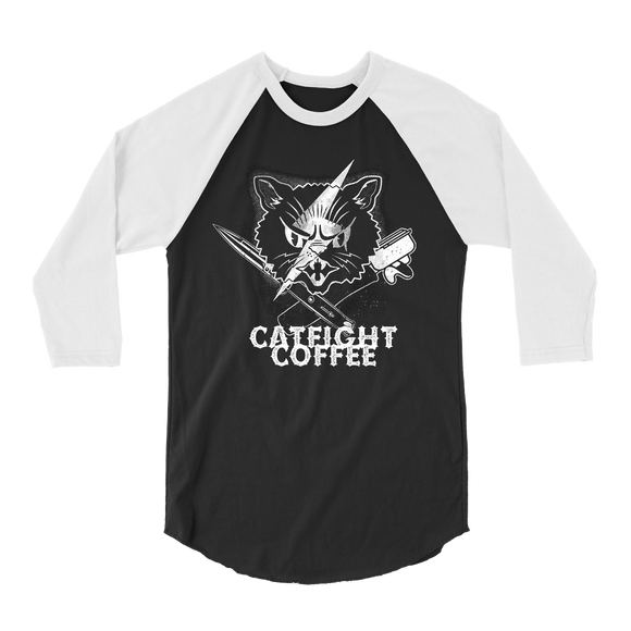 Catfight Coffee - Bowie Logo Raglan - Black/White