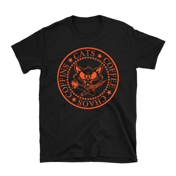 Catfight Coffee - Orange Ramones Style  T-Shirt - Black