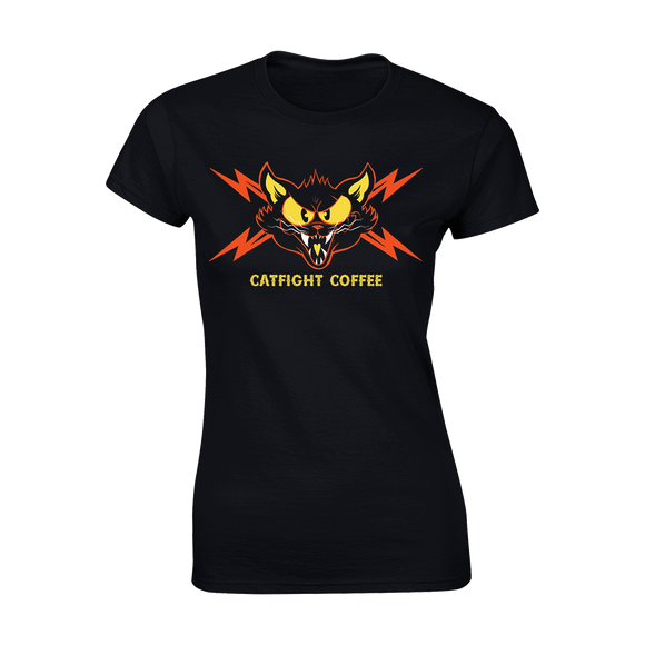 Catfight Coffee - Lightning Bolt Logo Women's T-Shirt - Black