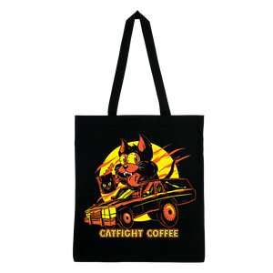 Catfight Coffee - Hearse Cartoon Tote Bag - Black