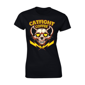 Catfight Coffee - Valentine's Skull Women's T-Shirt - Black