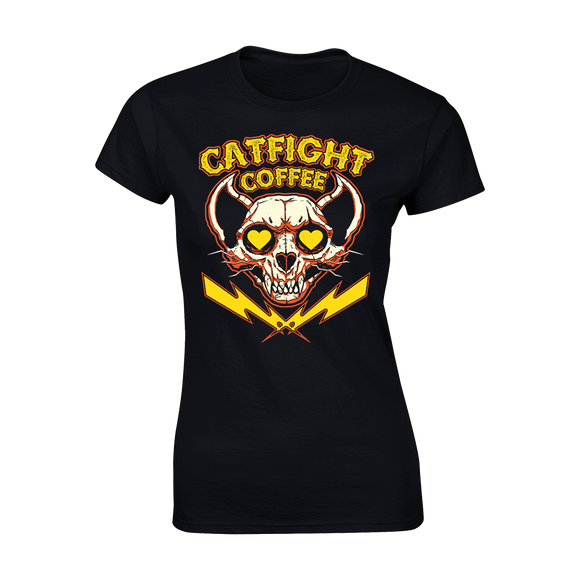 Catfight Coffee - Valentine's Skull Women's T-Shirt - Black