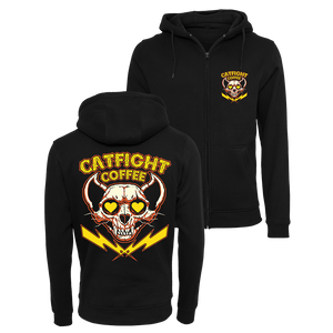 Catfight Coffee - Valentine's Skull Zip Hoodie - Black