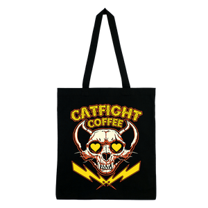 Catfight Coffee - Valentine's Skull Tote Bag - Black