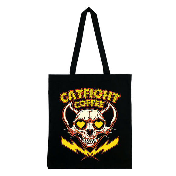 Catfight Coffee - Valentine's Skull Tote Bag - Black