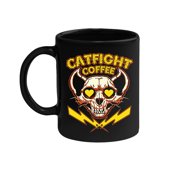 Catfight Coffee - Valentine's Skull Mug - Black