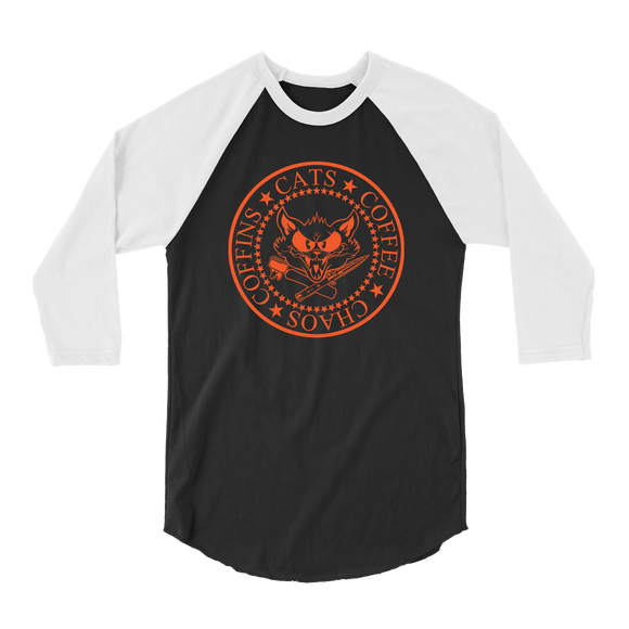 Catfight Coffee - Orange Ramones Style Raglan - Black/White