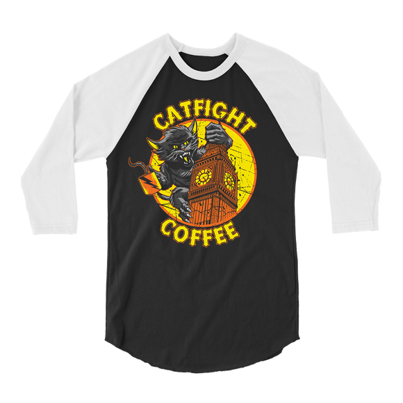 Catfight Coffee - Big Ben Raglan - Black/White