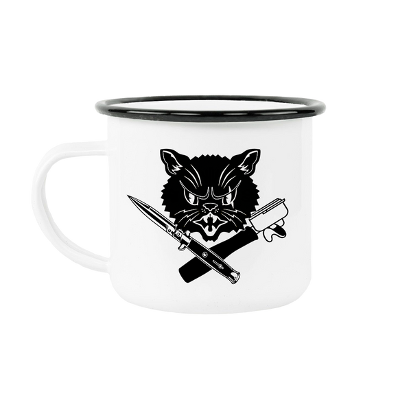 Catfight Coffee - Gang Logo Enamel Mug - White